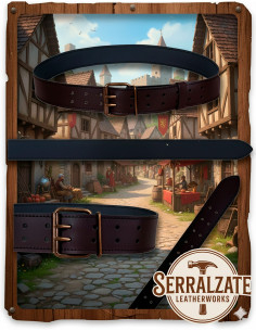 Ceinture médiévale Horacio à double boucle, marron foncé 2