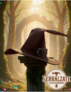 Chapeau en cuir du Mage du Royaume, couleur marron 2