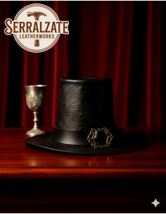 Chapeau du sorcier noir en cuir Deluxe, couleur noire 2