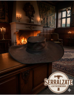 Chapeau médiéval en cuir Deluxe modèle Alatriste, couleur...