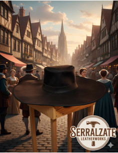 Chapeau médiéval en cuir modèle Alatriste, couleur marron 2