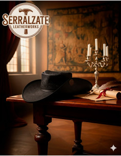 Chapeau médiéval en cuir Deluxe modèle Flandre, couleur... 2