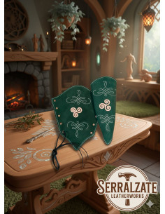 Bracelets de gardien en cuir nubuck vert, modèle Nyara