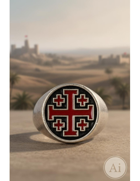 Bague croix templière noire