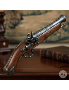 Pistolet à silex français bleui, XVIIe siècle