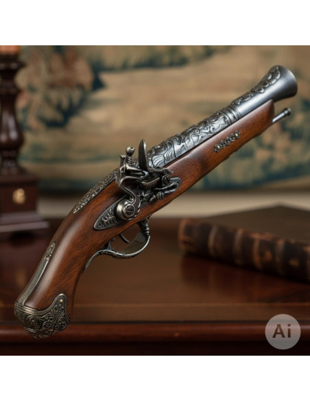 Pistolet à silex français bleui,...