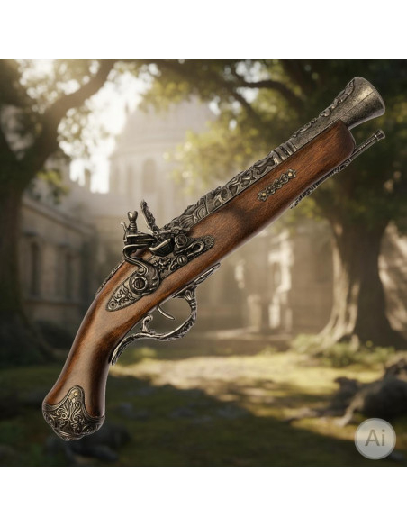 Pistolet à silex français bleui,...