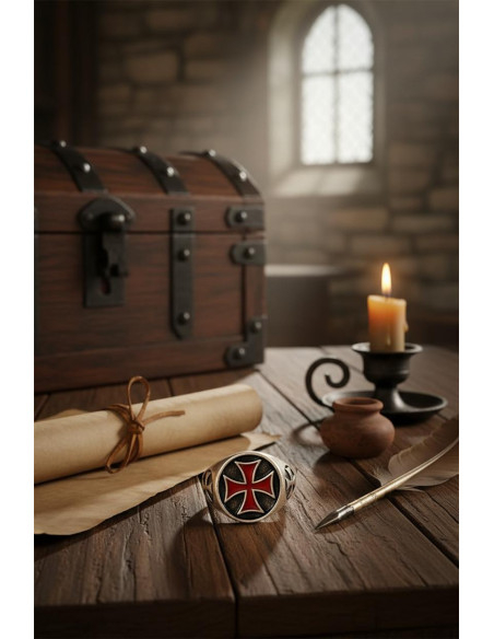 Bague Croix Templière Émaillée