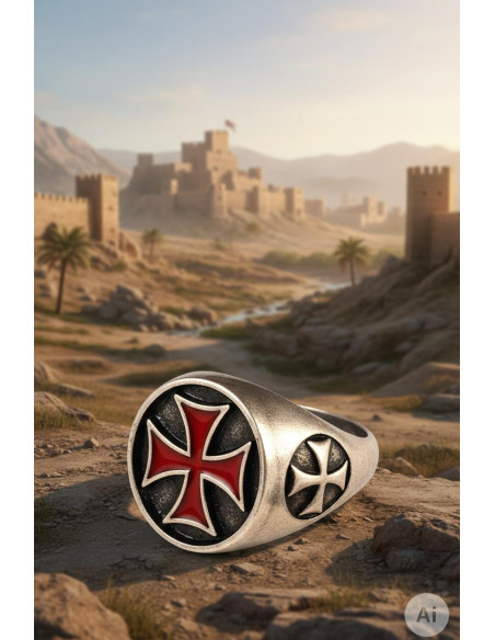 Bague Croix Templière Émaillée