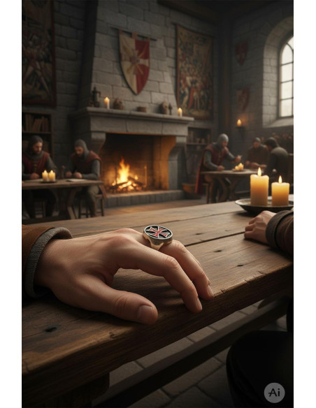 Bague Croix Templière Émaillée