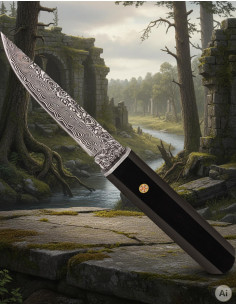 Couteau de sport d'aventure Albainox lame damasquinée (22...