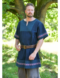 Tunique médiévale en coton modèle Egil, couleur bleu 2