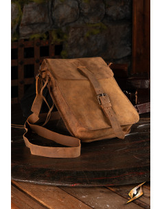 Sac à main médiéval de voyage en cuir, couleur marron clair
