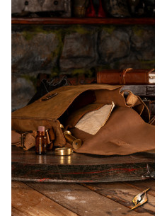 Sac à main médiéval de voyage en cuir, couleur marron clair 2