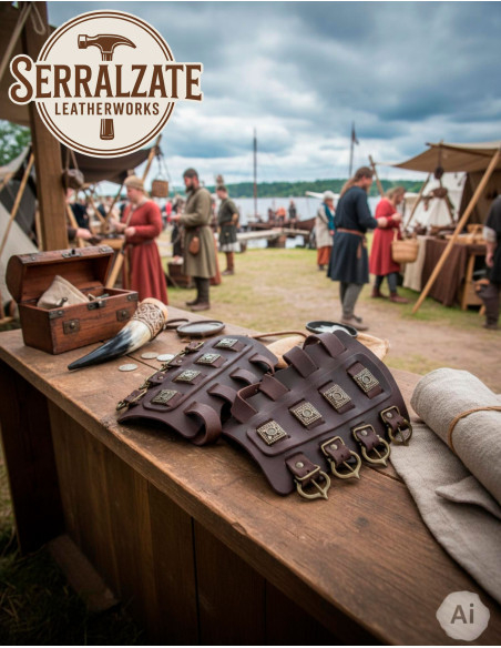 Bracelets vikings Aslaug en marron foncé