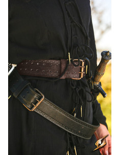 Ceinture de pirate en cuir modèle Hunter, couleur noire