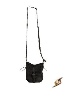 Sac à bandoulière médiéval en cuir de daim noir 2
