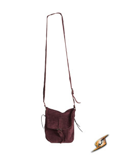 Sac bandoulière médiéval en cuir de daim de couleur bordeaux 2