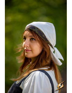 Foulard médiéval en tissu modèle Estrid, couleur blanc