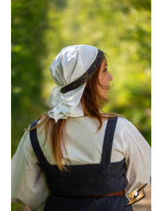 Foulard médiéval en tissu modèle Estrid, couleur blanc 2