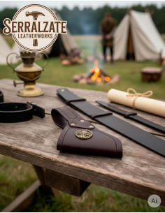 Tahalí médiéval en cuir pour suspendre une épée, marron 2