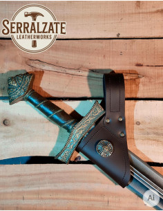 Tahalí médiéval en cuir pour suspendre une épée, marron