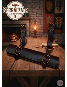 Tahalí pour épée ajustable à la ceinture, marron foncé