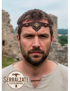 Diadème médiéval rombo avec feuilles, marron 2