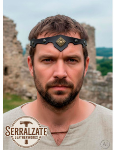 Diadème médiéval rombo avec feuilles, noir 2