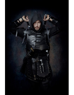 Veste en daim avec plaques en cuir noir modèle Rasmus 2