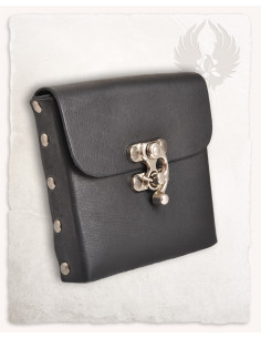Sac à main médiéval en cuir modèle Gero, couleur noire