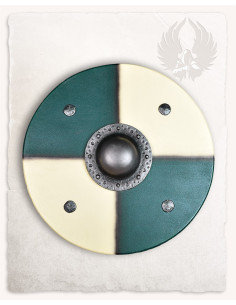 Bouclier viking rond pour LARP modèle Rorrik, vert-blanc