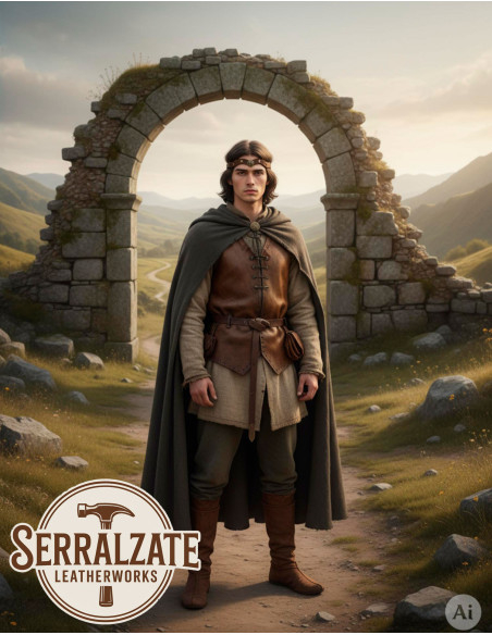 Diadème médiéval en cuir, marron