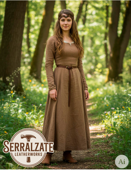 Diadème médiéval en cuir, marron