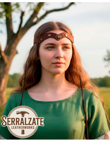 Diadème médiéval en cuir, marron
