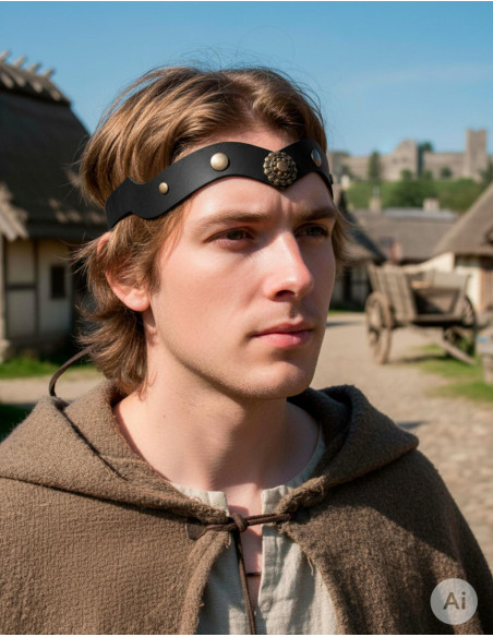 Diadème médiéval en cuir noir