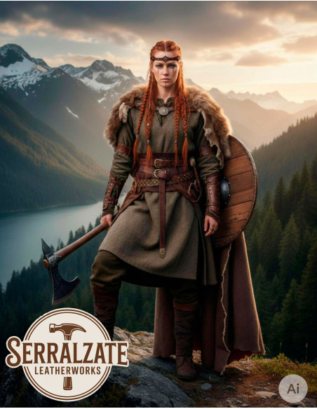 Diadème roue viking-médiéval en cuir...