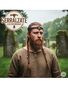 Diadème Celtique tempête en cuir noir 2