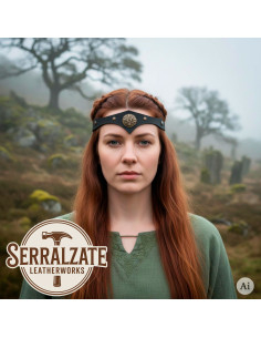 Diadème Celtique tempête en cuir noir