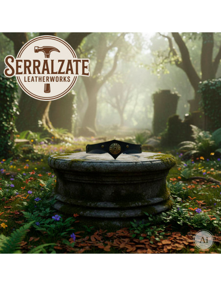 Diadème Celtique tempête en cuir noir