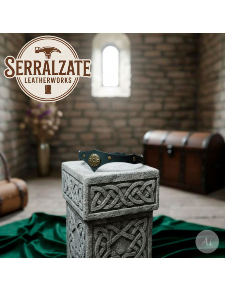 Diadème Celtique tempête en cuir noir