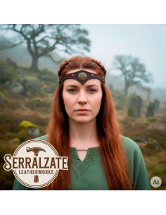 Diadème Celtique tempête en cuir marron 2