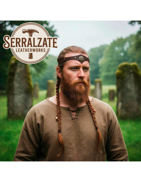 Diadème Celtique tempête en cuir marron