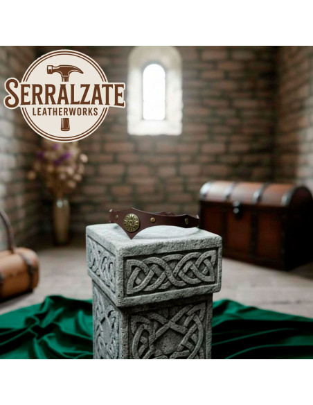 Diadème Celtique tempête en cuir marron