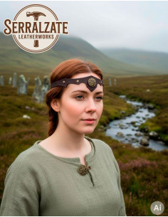 Diadème Celtique tempête céleste en cuir marron