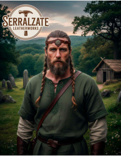 Diadème Celtique tempête céleste en cuir marron 2