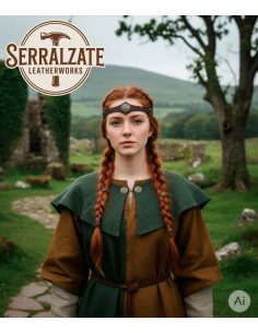 Diadème viking-celte avec nœuds celtiques en cuir marron 2