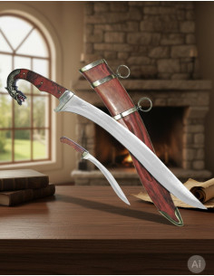 Falcata dragon avec un couteau et de la gaine