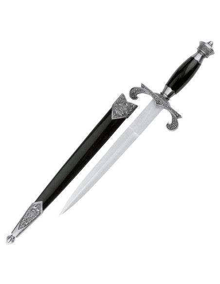 dague médiévale avec fourreau, 38 cms.