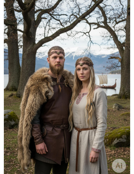 Diadème Viking Yggdrasil en marron